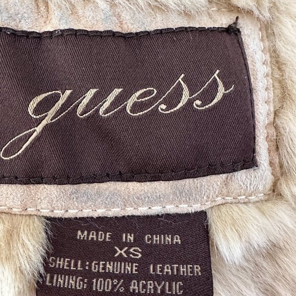 Vintage Y2K 90s Guess Faux Suede & Sherpa Penny Lane Long Coat Size XS - Picture 15 of 16